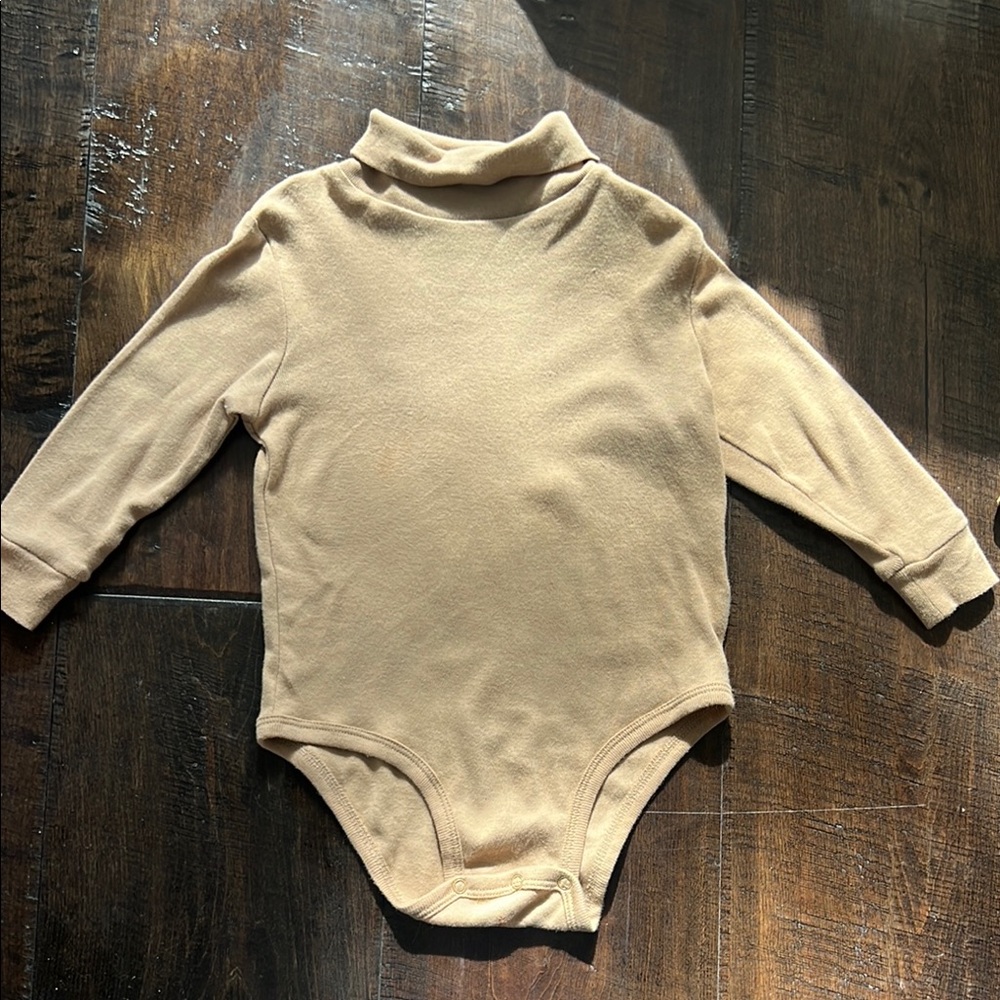 Tan Long Sleeve Bodysuit with Turtleneck